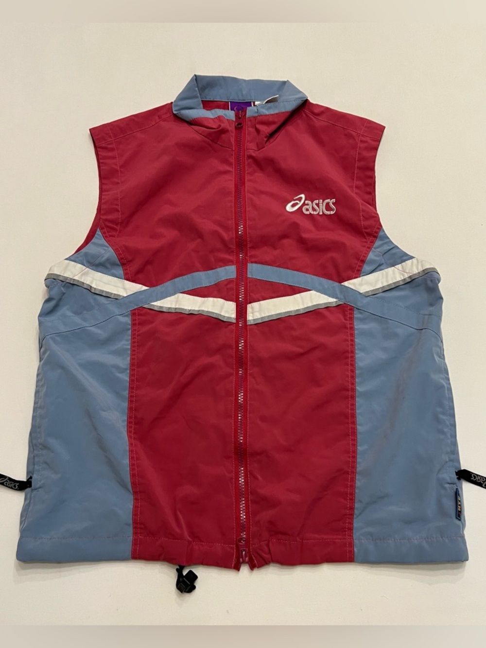 Vintage ASICS Windbreaker Vest Sz Med Running Athletic Blue Raspberry SAMPLE